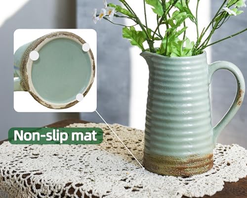 Quoowiit Ceramic Rustic Vase with Handle
