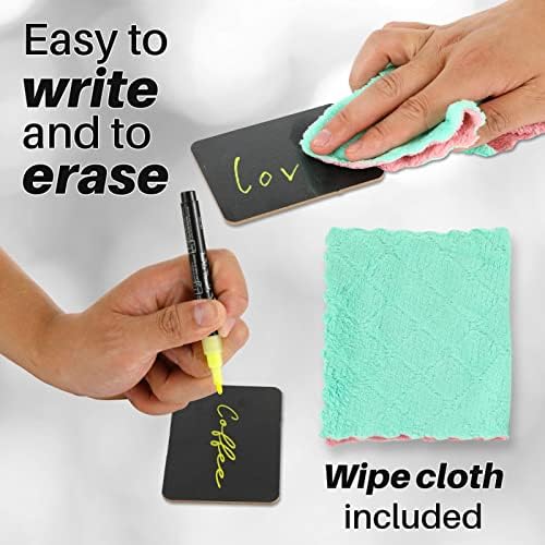 Mini Chalkboard Signs 18 Pack Black with Iron Stand