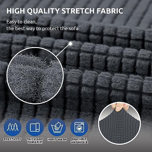 KEKUOU Stretch Loveseat Sofa Cover Slipcover for 2 Cushion Couch 55-78
