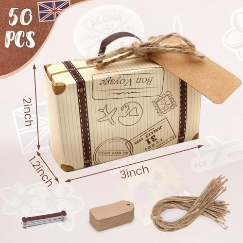VGOODALL 50PCS Mini Suitcase Party Favor Box for Travel Themed Events