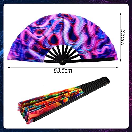 BBTO 4 Pcs UV Glow Clap Fans for EDM Music Festival Dance