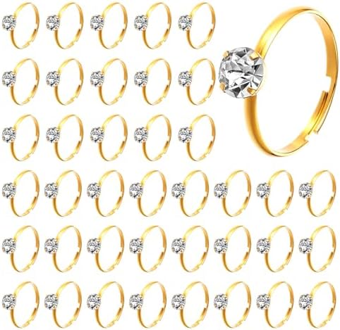 72 Pcs Adjustable Gold Diamond Rings for Bridal Shower