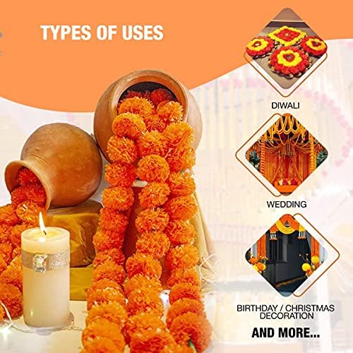 DIYANA IMPEX 5 Feet Marigold Garland Decor