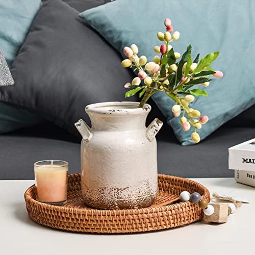 Quoowiit Ceramic Rustic Farmhouse Vase 6 Inch Tall
