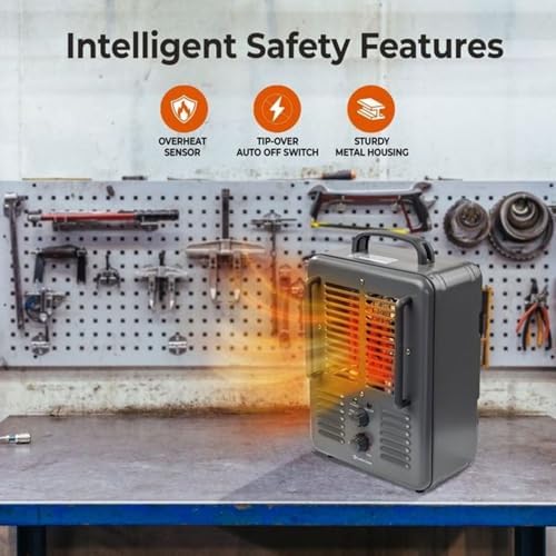 Comfort Zone 1500W Electric Space Heater with Thermostat and Safety Features