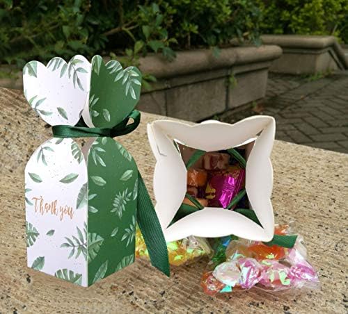 Lontenrea 50 Pcs Candy Boxes with Black Green Ribbons
