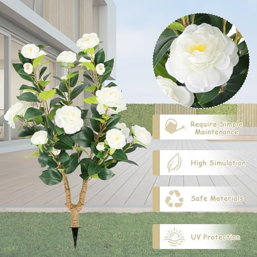 Sunnyglade 2 Pack 355 Inch Artificial Camellia Tree 1