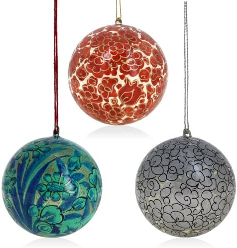 Set of 18 Paper Mache Decor Balls - Handmade Party Ornaments