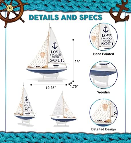 CoTa Global Ocean Blue Sailboat Decor 14 Inch 1