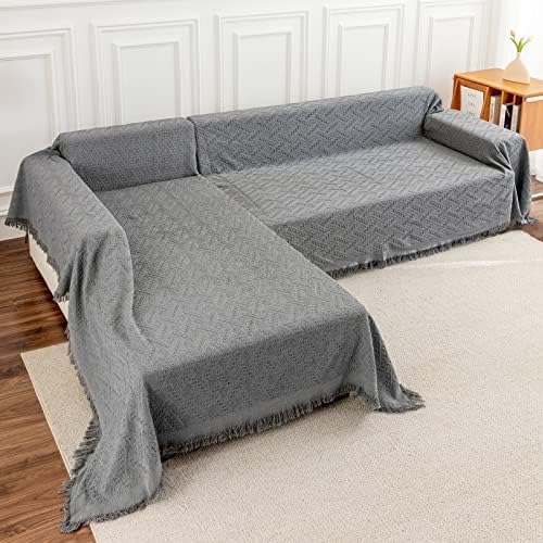 Deep Dream Sectional Couch Covers 2 Piece Set Dark Grey 1