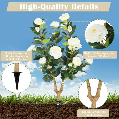 Sunnyglade 2 Pack 355 Inch Artificial Camellia Tree 1