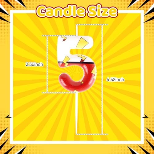 Cartoon Red White Number 5 Birthday Candle