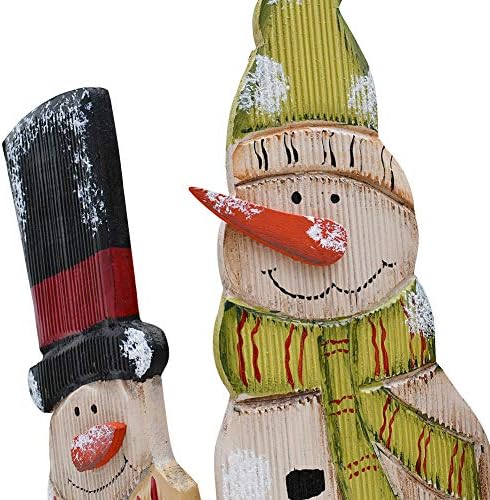 E-View Christmas Decorations Wooden Folding Triple Snowmen Screen 1