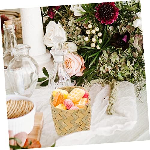Healvian 10pcs Natural Straw Woven Wedding Candy Storage Box