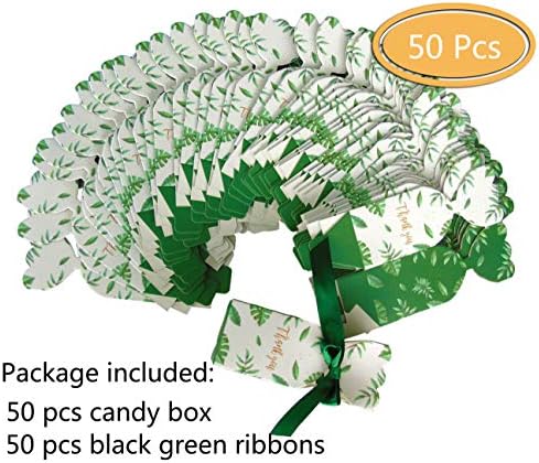 Lontenrea 50 Pcs Candy Boxes with Black Green Ribbons