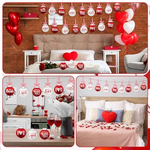 Hotop 18 Pcs Valentines Day Ball Ornament Set