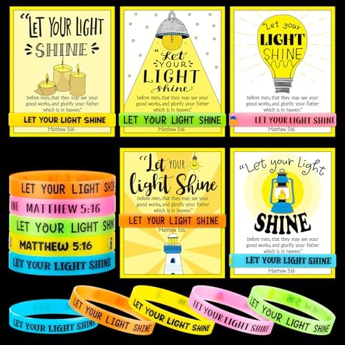 30 Sets Glow in the Dark Christian Bracelets with Bible Cards