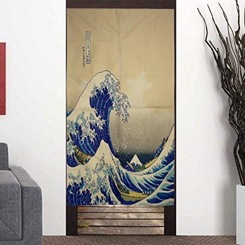 Japanese Noren Curtain Tapestry The Great Wave Off Kanagawa Doorway Divider