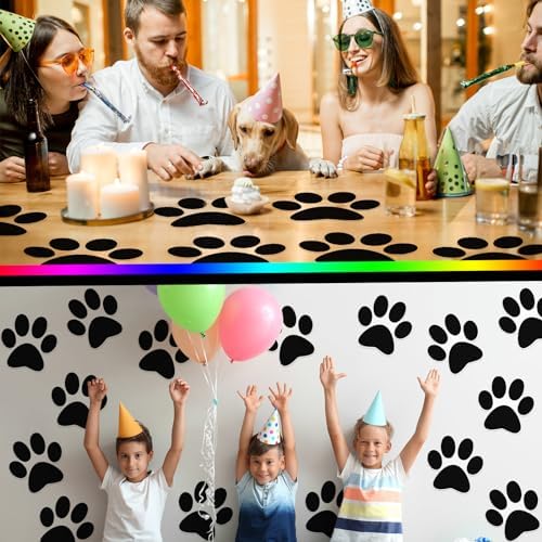 ReliThick 30 Pcs Large Paw Print Floor Decal Black