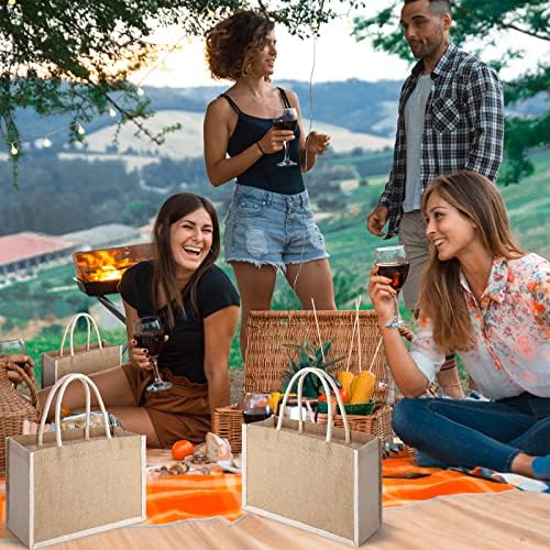 Boao 10 Pcs Burlap Tote Bags with Handles for Bridesmaids and Weddings