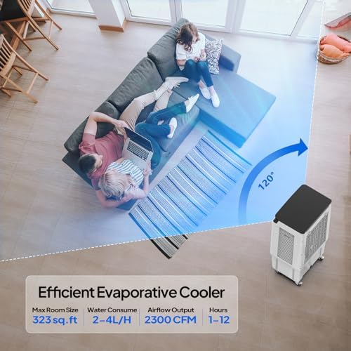 ROVSUN 2300CFM Portable Air Cooler with 4 Ice Boxes and Remote Control