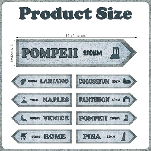 8 Pcs Italian Street Sign Paper Cutouts for Decor