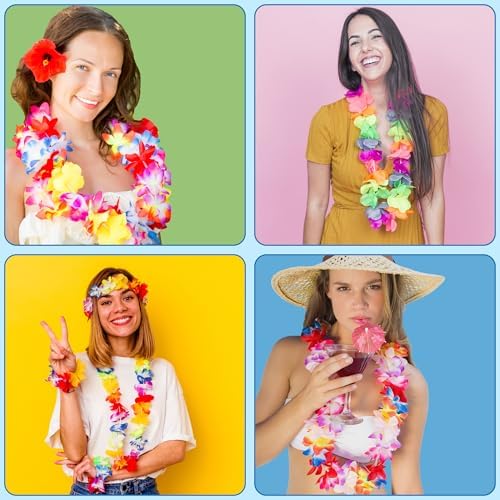 OHOME Luau Party Decorations - 24 Pack Hawaiian Leis