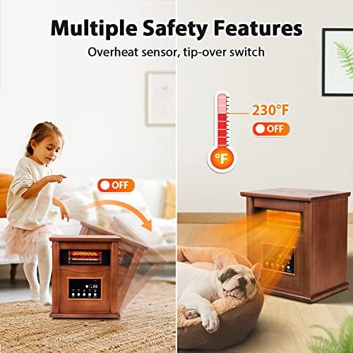 Electric Infrared Space Heater with 3 Heat Settings and Remote Control