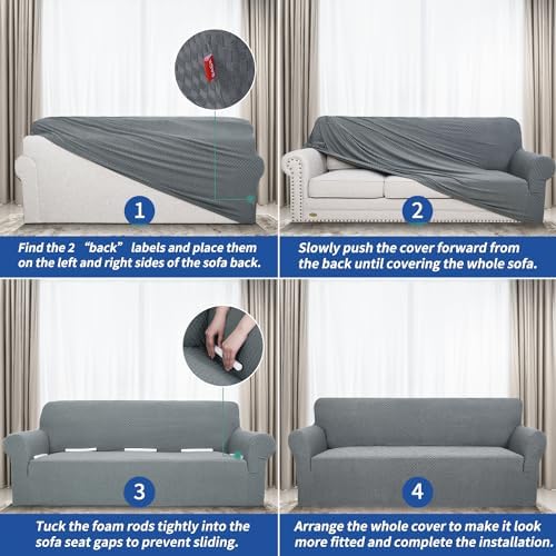 YEMYHOM Sofa Slipcover with Magic Elastic and Jacquard Design