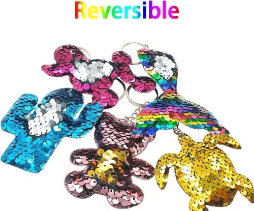 GuassLee Flip Sequin Keychain Set for Kids Party Favors