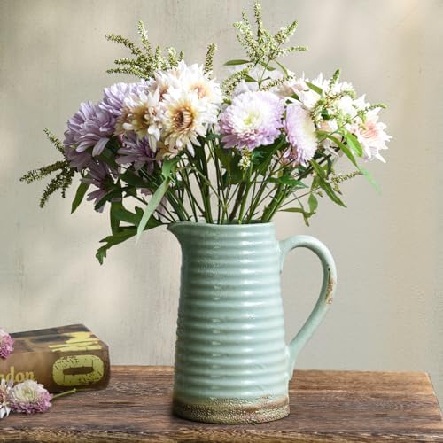 Quoowiit Ceramic Rustic Vase with Handle