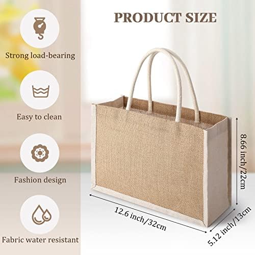 Boao 10 Pcs Burlap Tote Bags with Handles for Bridesmaids and Weddings