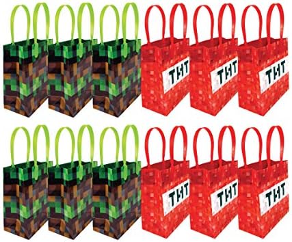 Pixels Miner Themed Party Favor Bags Treat Bags, 12 Pack