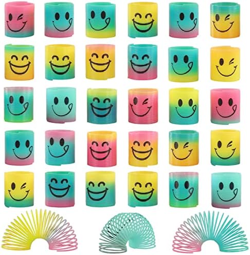 30 Pack Spring Rainbow Magic Fidget Stress Coil Mini Springs Bulk Toys