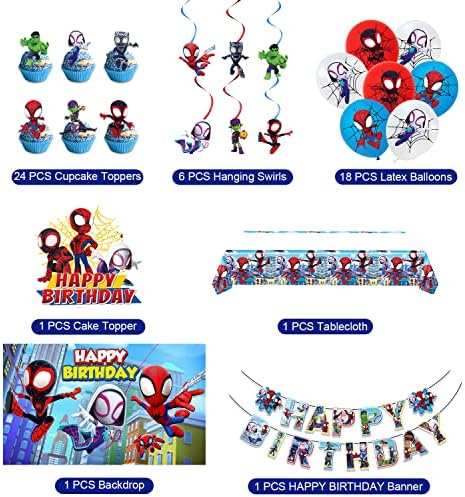 Spidey Birthday Decor Set for Boys and Girls