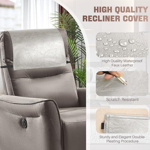 Recliner Headrest Protector Beige 17x27 Inches