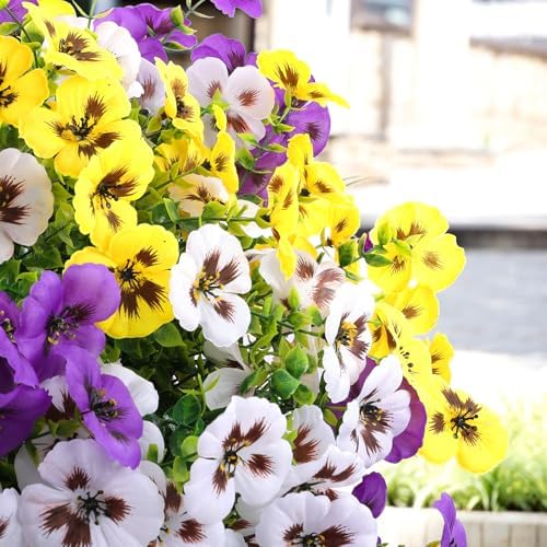 18 Bundle Fake Pansy Flowers for Outdoor Decor
