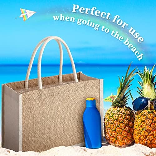 Boao 10 Pcs Burlap Tote Bags with Handles for Bridesmaids and Weddings