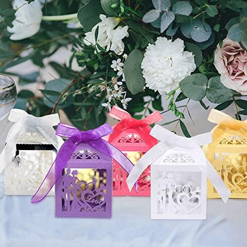 EUBUY 50PCS Hollow Candy Boxes for Wedding Favors