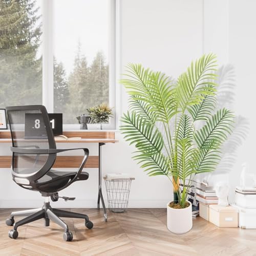 Artificial Fake Palm Tree 4ft with White Planter and Free Moss