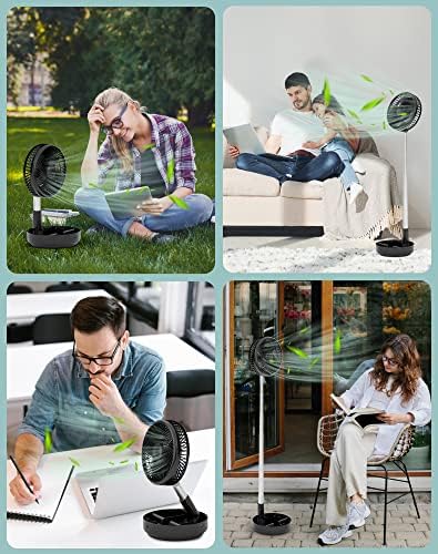 Primevolve Portable Oscillating Standing Fan USB Rechargeable with Remote Black 77 Inch