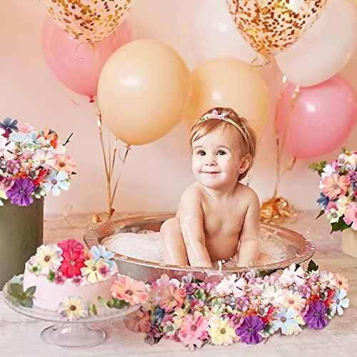 Geosar 120 Pcs Mini Faux Flowers for DIY Decorations