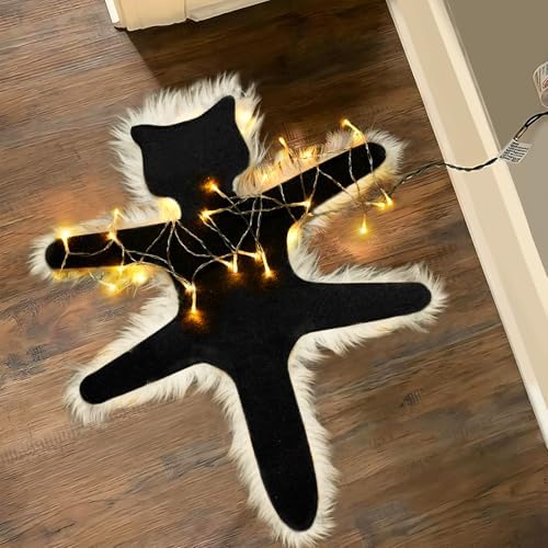 Fried Cat Christmas Rug with Always-On Lights