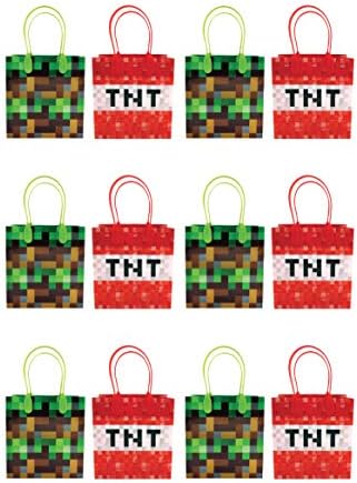 Pixels Miner Themed Party Favor Bags Treat Bags, 12 Pack