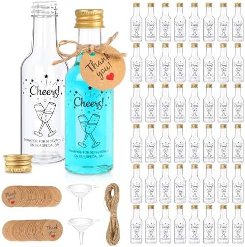 OurWarm 50 Pack Mini Shot Bottles with Gold Screw Caps 1
