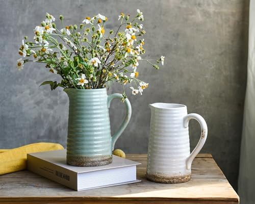 Quoowiit Ceramic Rustic Vase with Handle
