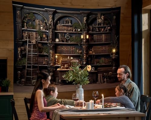Medieval Bookshelf Tapestry 80x60 Wall Hanging 1