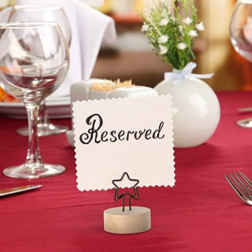 Yaomiao 15 Pack Wooden Base Card Holders with Star Shape Iron Wire Clips