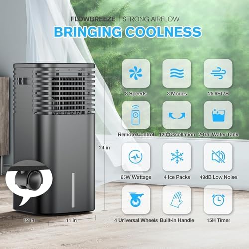 24 Incher Windowless Portable AC with 15H Timer and 120 Oscillation