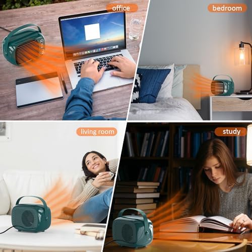 Coolfor Ceramic Space Heater with Temperature Control 800W500W Dark Green